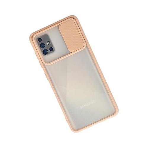 Galaxy A71 K�l�f Palm Buzlu Kamera S�rg�l� Silikon - Pembe