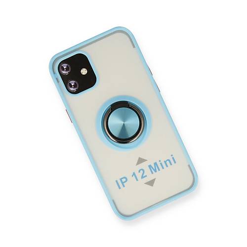 iPhone 12 K�l�f Montreal Y�z�kl� Silikon Kapak - Buz Mavi