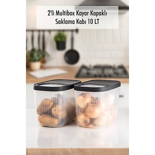 2'Li 10 LT Multibox Kayar Kapakl� Saklama Kab� & Erzak Kab� & Toz Ve Tablet Deterjan Kutusu