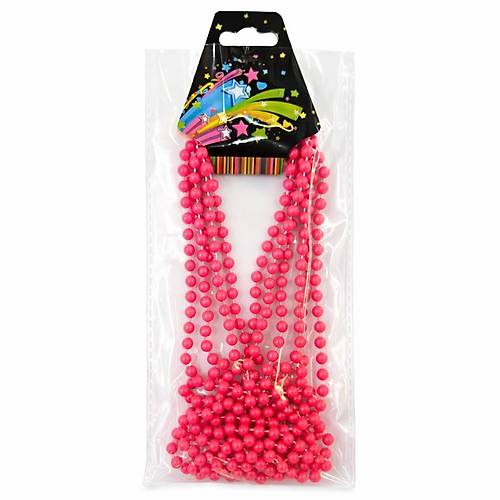Neon Pembe Boncuk Kolye 80 cm � Retro 80�ler 90�lar Parti Aksesuar�