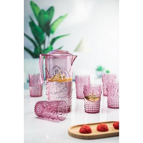 Akrilik M�rd�m S�rahi 2,3 lt Ve 6'l� & Su Me�rubat Kahve Yan� Barda�� 400 ml Seti