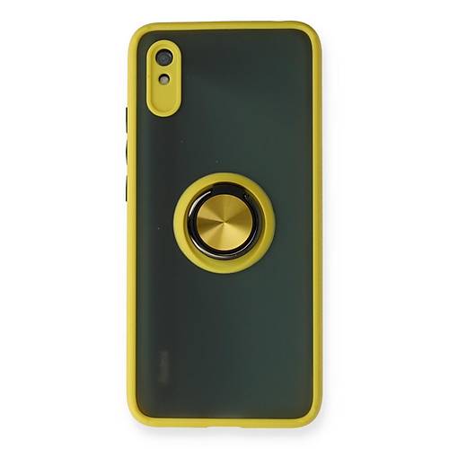 Redmi 9A K�l�f Montreal Y�z�kl� Silikon Kapak - Sar�