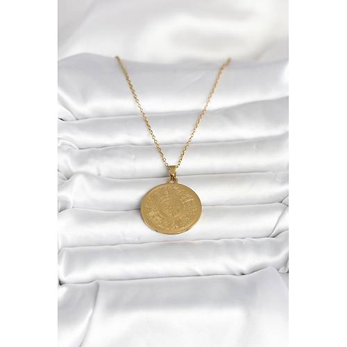 316L �elik Gold Renk Ayetel K�rsi Yaz�l� Kolye