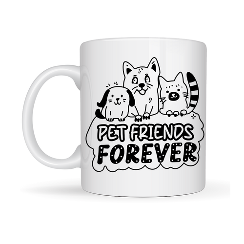 Pet Friends Forever Porselen Kupa MODEL 69 � Kedi & K�pek Fig�rl� Sevimli Tasar�m, Hayvan Severlere �zel Kahve ve �ay Kupas�