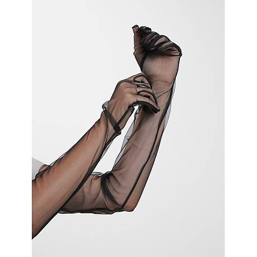 Uzun Boy Likral� Siyah Renk Yeti�kin Mega T�l Eldiven 53 cm