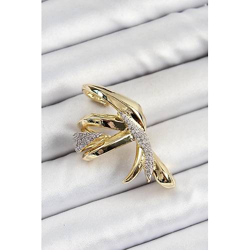Pirin� Zirkon Ta�l� S�k��t�rma Sa� K�k�rdak Gold Renk Kad�n K�pe