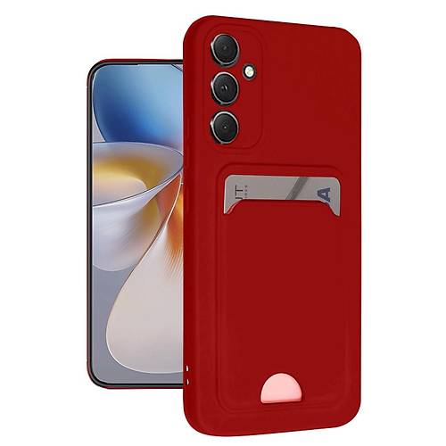 Galaxy A16 5G K�l�f Kelvin Kartvizitli Silikon - K�rm�z�