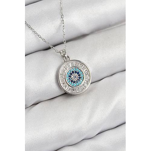 Pirin� Zirkon Ta�l� Su Yolu Nazar Model G�m�� Renk Kad�n Kolye