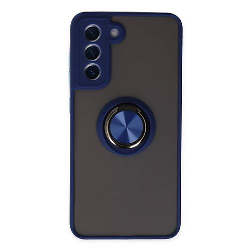 Galaxy S21 FE K�l�f Montreal Y�z�kl� Silikon Kapak - Lacivert