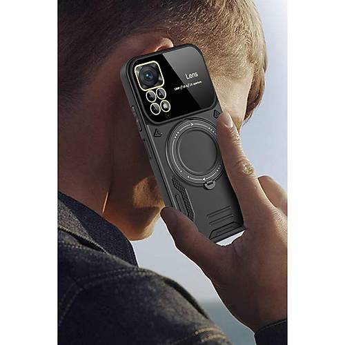 Redmi Note 12 Pro 4G K�l�f Joy Lens Standl� Kapak - Siyah