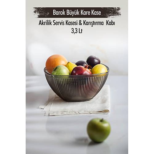 Akrilik Barok F�me B�y�k Kare Meyve & Salata Kasesi & Kar��t�rma Kab� / 3,3 Lt (CAM DE��LD�R)