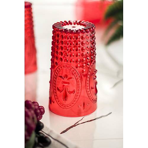 Akrilik K�rm�z� 6'l� Uzun Bardak & Su Me�rubat Barda�� 750 ml ( B�y�k Boy & Cam De�ildir )
