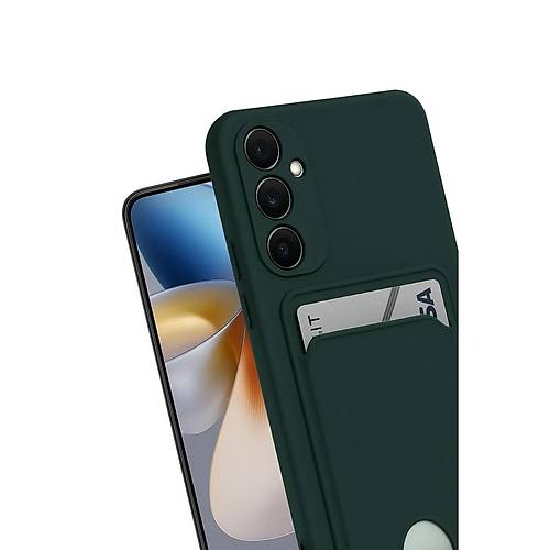 Galaxy S24 FE K�l�f Kelvin Kartvizitli Silikon - Koyu Ye�il