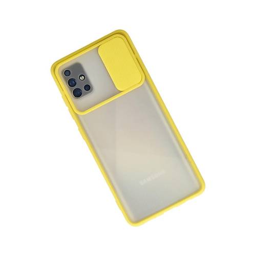 Galaxy A71 K�l�f Palm Buzlu Kamera S�rg�l� Silikon - Sar�