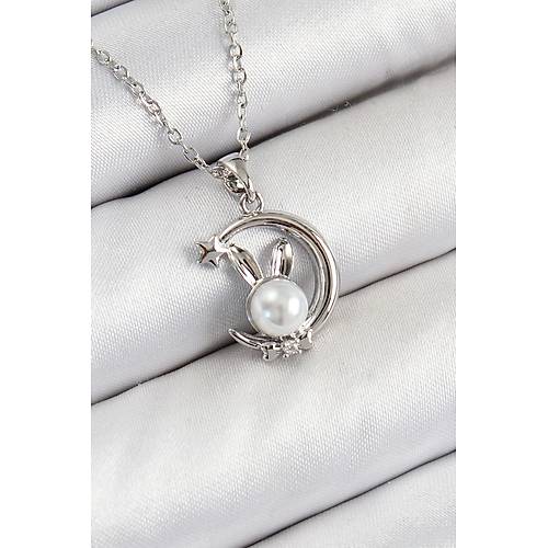 316L �elik �nci Detayl� Hilal Tav�an Model G�m�� Renk Kad�n Kolye