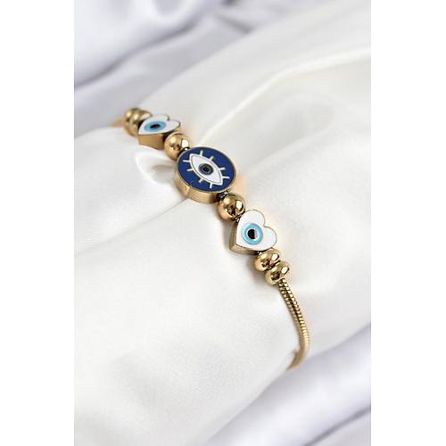 316L �elik G�z Charm Model Gold Renk Kad�n Bileklik