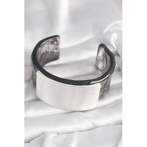 Siyah Mermer Desen Akrilik Plastik Dikd�rtgen Plaka Model Vintage Kad�n Bilezik