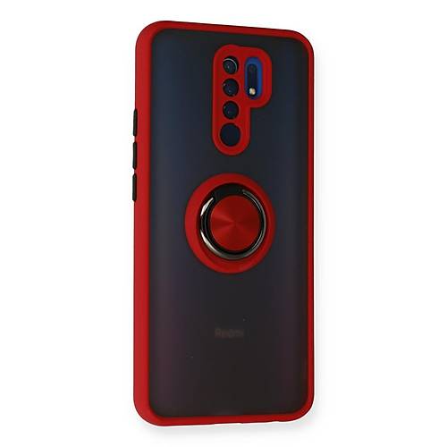 Redmi 9 K�l�f Montreal Y�z�kl� Silikon Kapak - K�rm�z�