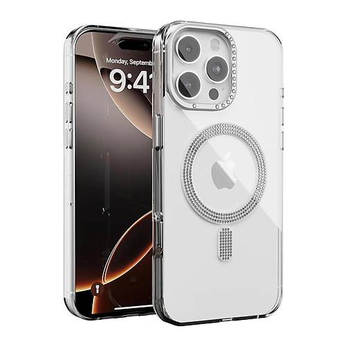 iPhone 16 Pro Max Tash Diamond Magsafe Kapak - Beyaz