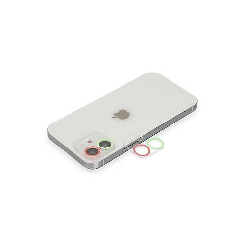 iPhone 11 Renkli Kamera Lens Koruma Cam - Ye�il-Pembe