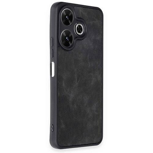 Redmi 13 4G K�l�f Aras Deri Kapak - Siyah