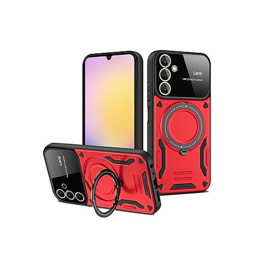 Galaxy A54 5G K�l�f Joy Lens Standl� Kapak - K�rm�z�