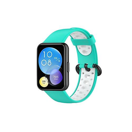 Watch Fit 2 Spor Delikli Kordon - Turkuaz-Beyaz