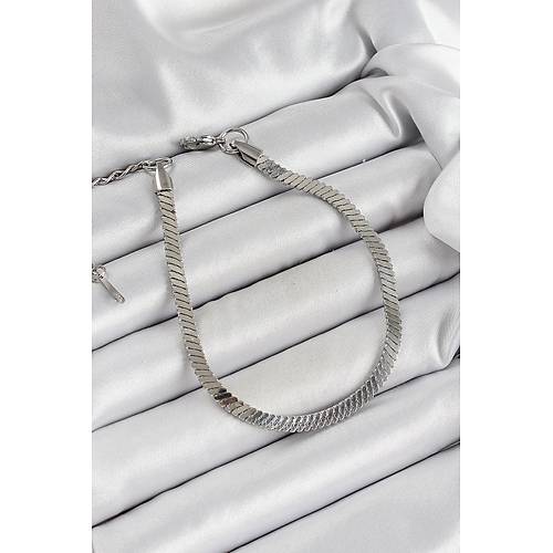 316L �elik G�m�� Renk Yass� Zincir Model Kad�n Bileklik