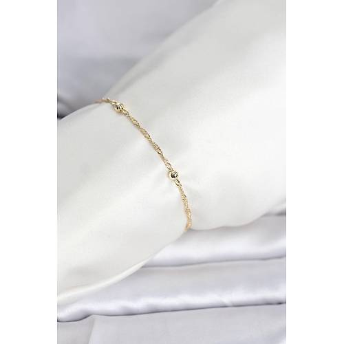 CM 14K Gold Renk Burgu Top�uk Model Kad�n Bileklik