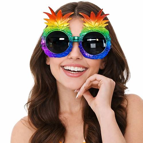 Tropikal Ananas Tasar�ml� Renkli Hawaii Parti G�zl���