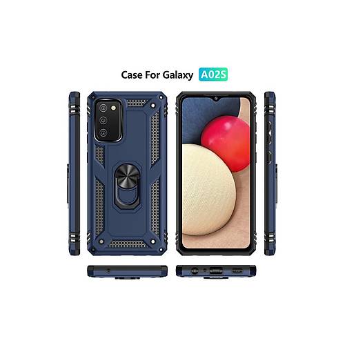 Galaxy A02S K�l�f Sofya Y�z�kl� Silikon Kapak - Lacivert
