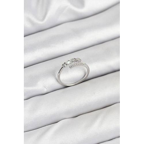 Pirin� G�m�� Renk Kalpli Detayl� Zirkon Ta�l� Kad�n Y�z�k