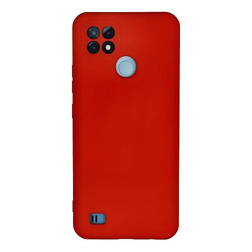 Realme C21 K�l�f Nano i�i Kadife Silikon - K�rm�z�