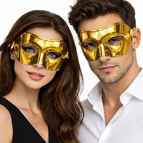 Metalize Parlak Parti Maskesi Alt�n Gold Renk 16x7 cm
