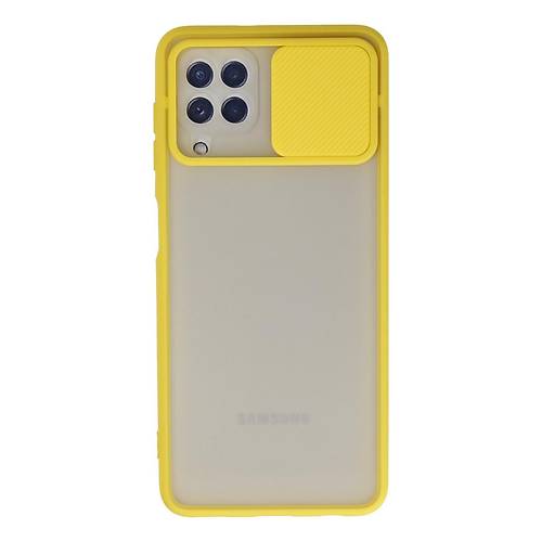 Galaxy A22 K�l�f Palm Buzlu Kamera S�rg�l� Silikon - Sar�