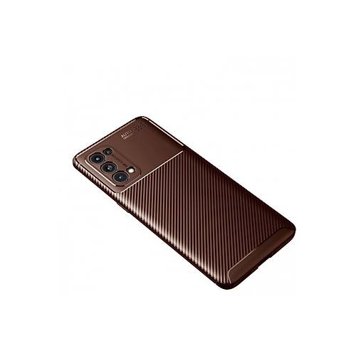 Reno 5 Pro K�l�f Auto Focus Karbon Kapak - Kahverengi