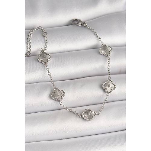 316L �elik G�m�� Renk ��lemeli Baby Boy Yonca Model Kad�n Bileklik