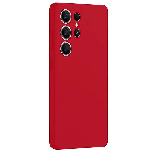 Galaxy S25 Ultra K�l�f Nano i�i Kadife Silikon - K�rm�z�