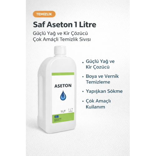 Saf Aseton 1 Litre G��l� Ya� ve Kir ��z�c� �ok Ama�l� Temizlik S�v�s� 1 ADET