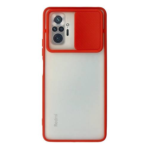 Redmi Note 10 Pro K�l�f Palm Buzlu Kamera S�rg�l� Silikon - K�rm�z�