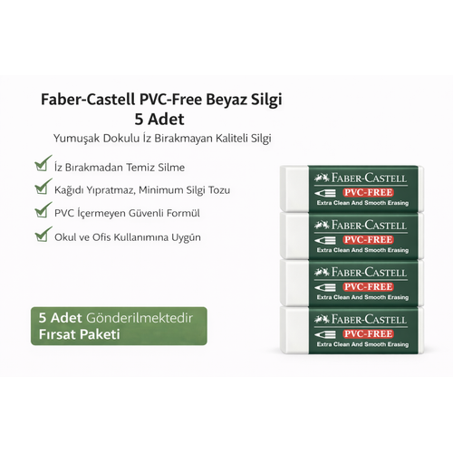 No24 PVC Free Beyaz Silgi 5 Adet �z B�rakmayan Yumu�ak Dokulu Okul Ofis Silgisi