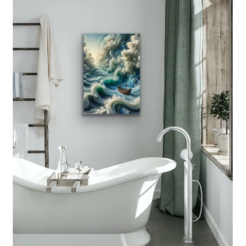 Okyanustaki Yaln�z Gemi Kanvas Tablo 70x100cm