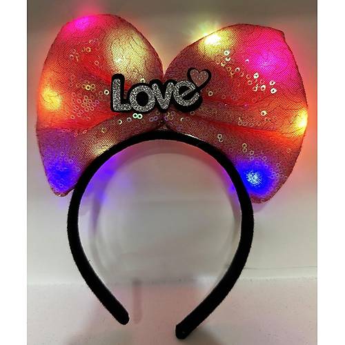 Led I��kl� 3 Farkl� Fonksiyonda Yanan G�m�� Love Yaz�l� Fu�ya Pembe Fiyonk Ta� 20X17 cm