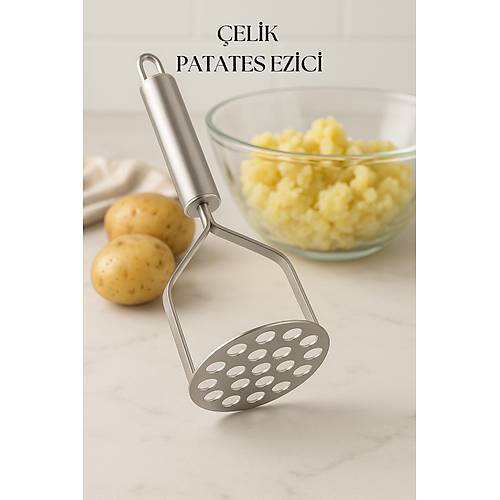 Paslanmaz �elik Sapl� Patates Ezici Pratik Mutfak Gereci 24 cm