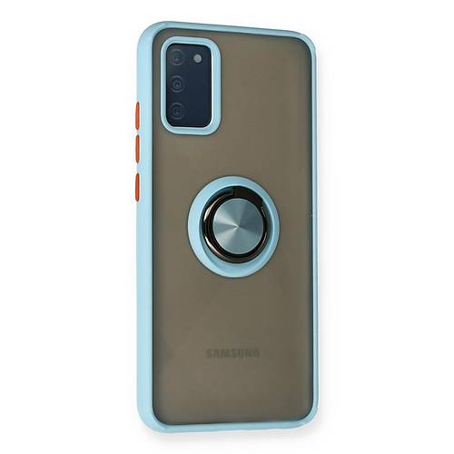 Galaxy A02S K�l�f Montreal Y�z�kl� Silikon Kapak - Buz Mavi