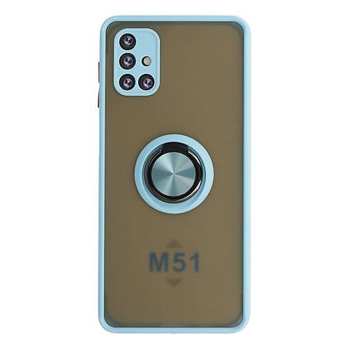 Galaxy M51 K�l�f Montreal Y�z�kl� Silikon Kapak - Buz Mavi