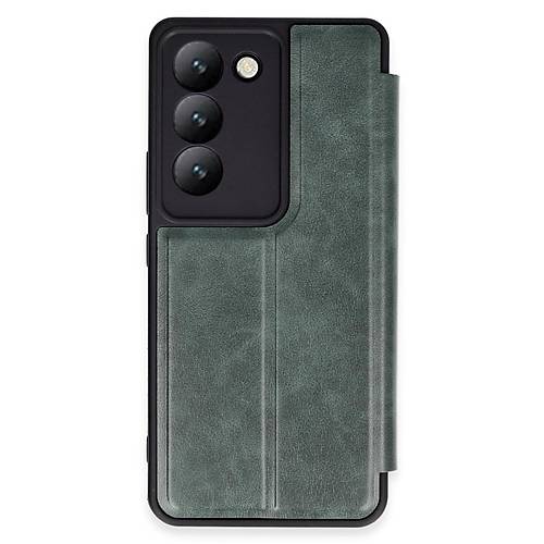 V30 Lite 4G K�l�f Flip Cover - Koyu Ye�il