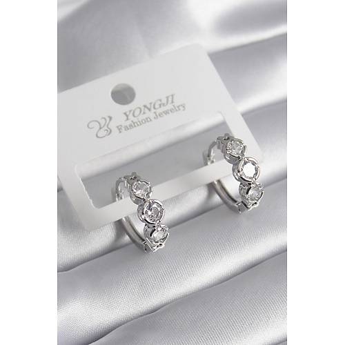 Pirin� Gold Renk Zirkon Ta�l� Kalp Detay Kad�n K�pe