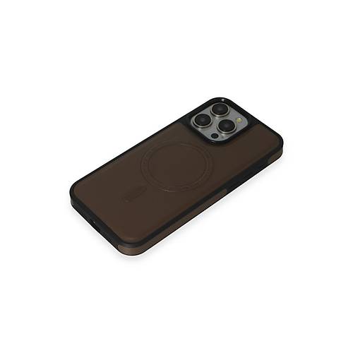 iPhone 15 Pro Max K�l�f Ozzi Magsafe Deri Kapak - Natural Grey
