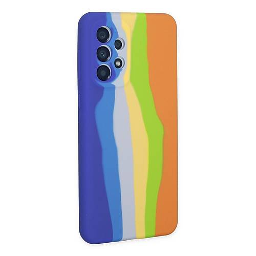 Galaxy A53 5G K�l�f Ebruli Lansman Silikon - Mavi-Turuncu